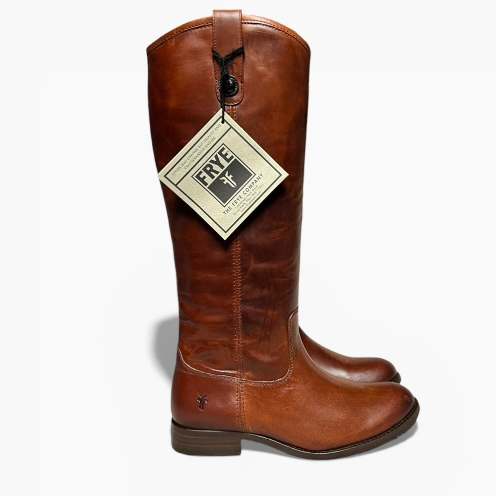 NEW with Box FRYE Melissa Button Equestrian Style Brown Leather Boots | Size 5.5 - Picture 4 of 15